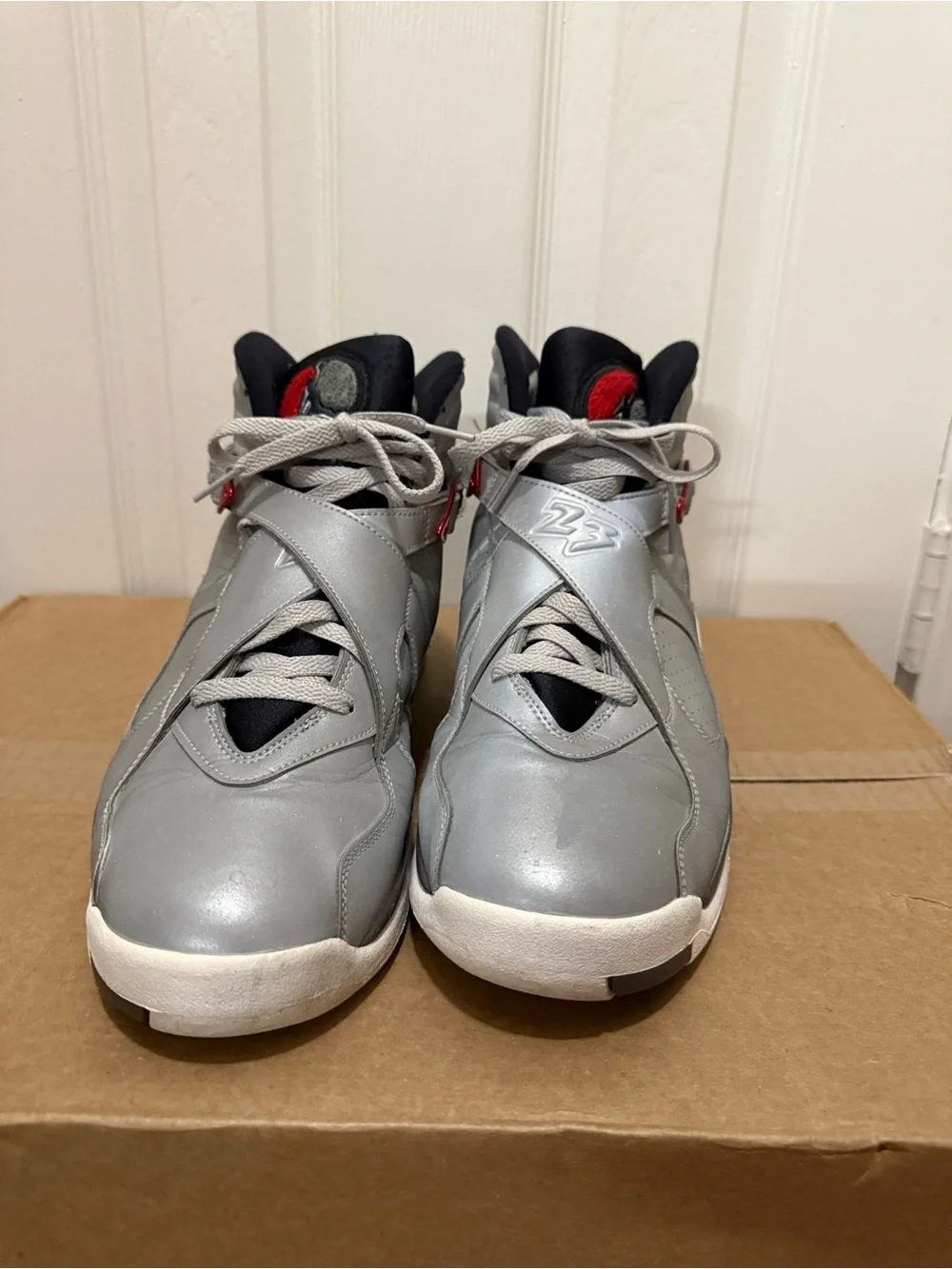 Jordan Kids Gray and Red High-Top Sneakers